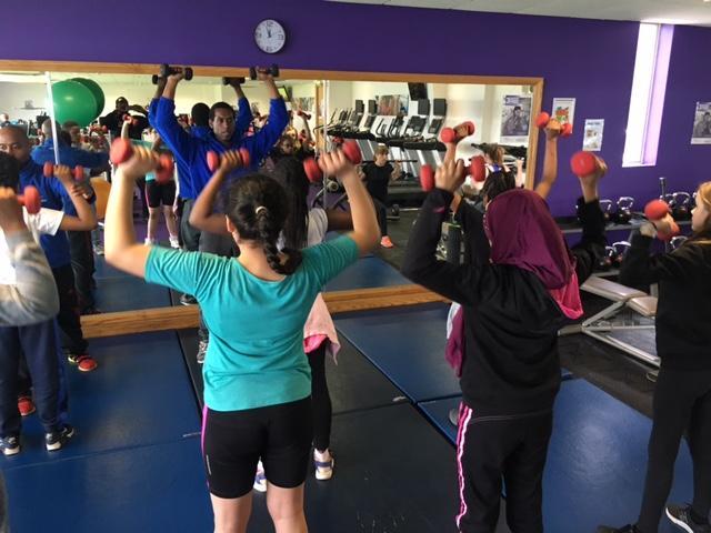 These sessions consist of using cardio equipment and free weights. The students are divided into two groups.