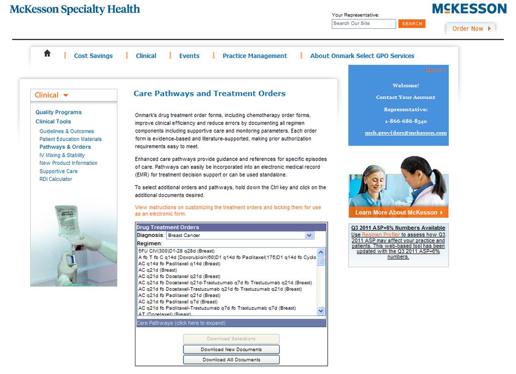The Care Pathways and Treatment Order forms page will appear. Click the bottom blue bar labeled Care Pathways (click here to expand).