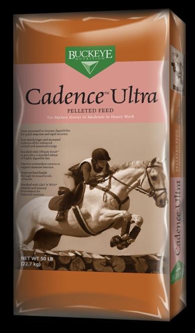 Cadence Ultra Is your horse in heavy work? Cadence Ultra is your feed for increased calories, digestibility and performance!