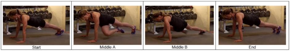 7. Cross Body Mountain Climbers Brace your abs. Start in the top of the push-up position.