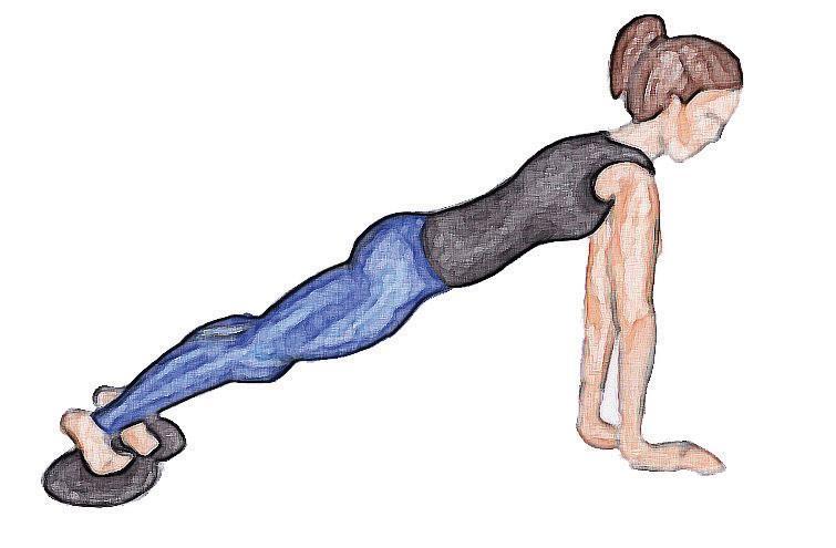 20. Pike With Sliders Sliding Pike: Keep your legs and back straight to get the most out of this move. As usual, it's important to really take advantage of your core muscles.