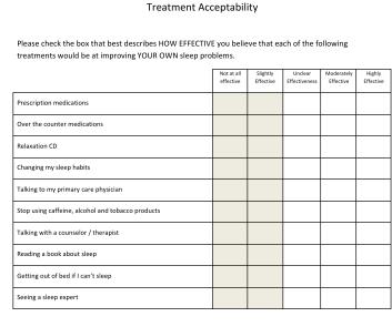 Treatment Acceptability Scale Willingness to Change Scale New data was collected