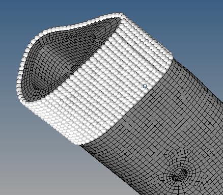 The FE model was developed in Altair HyperMesh, processed with Altair RADIOSS, and postprocessed in Altair HyperView. The mesh contained solid twenty-node brick elements with an element size of 1 mm.