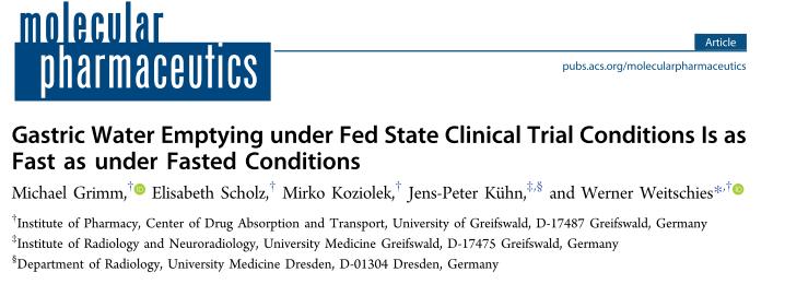 2. GIT Transit Complication: Gastric Emptying Fed State Magenstrasse Gastric emptying and intestinal transit measurements should be of the drug and/or formulation not the food itself Fed state