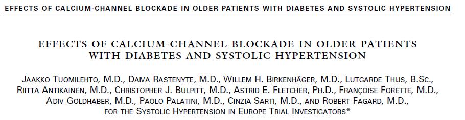 Randomized, double blind, placebo controlled trial in elderly patients aged 60with ISH defined SBP of 160 219 mm Hg and a DBP of <95 mm Hg.