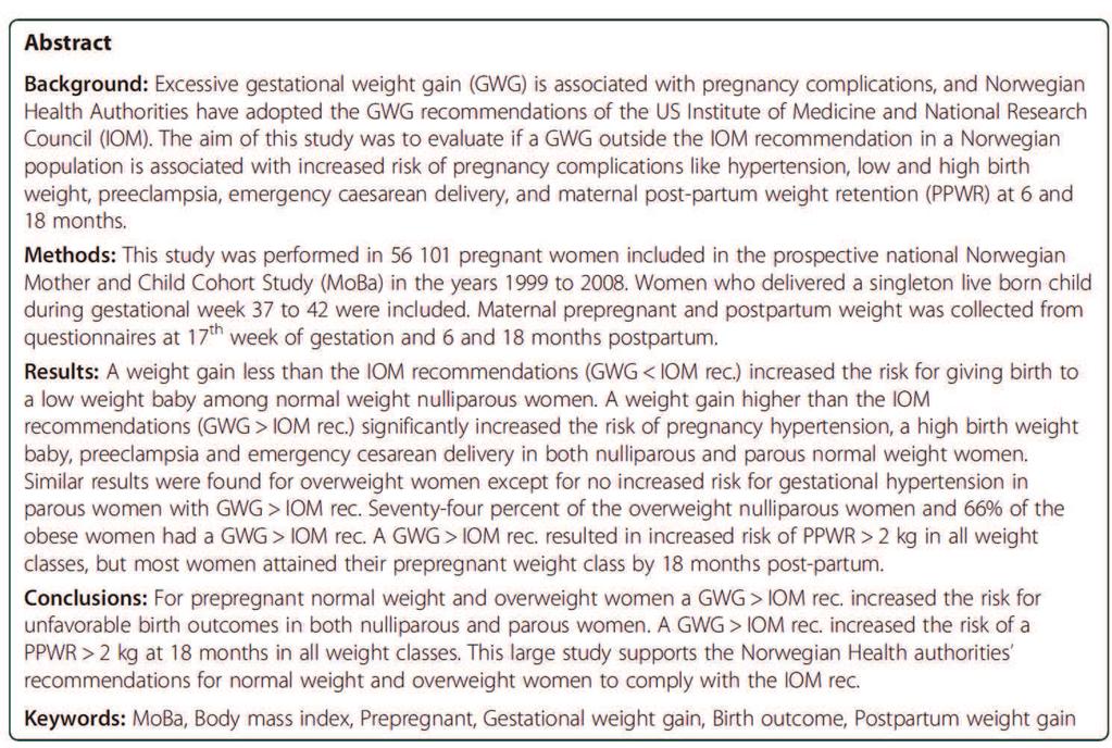 ILSI SEA Region Seminar on Maternal, Infant and Young Child Nutrition, July 24, 217, Bangkok, Thailand Associations of pre-pregnancy BMI and gestational weight gain with pregnancy outcomes and