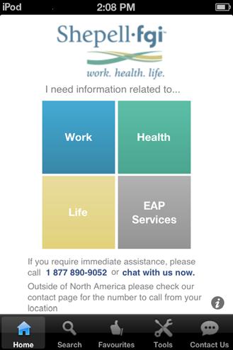5 My EAP welcome screen reflects a familiar grouping of information; work, health, life, EAP Services.
