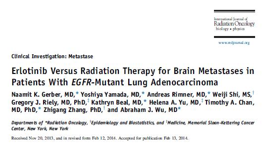 SUMMARY: o Patients treated with upfront WBRT had significantly longer intracranial PFS than those treated with erlotinib alone (median,