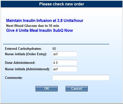 Meal Insulin Dosing Note: NO entry and NO meal insulin if meal not