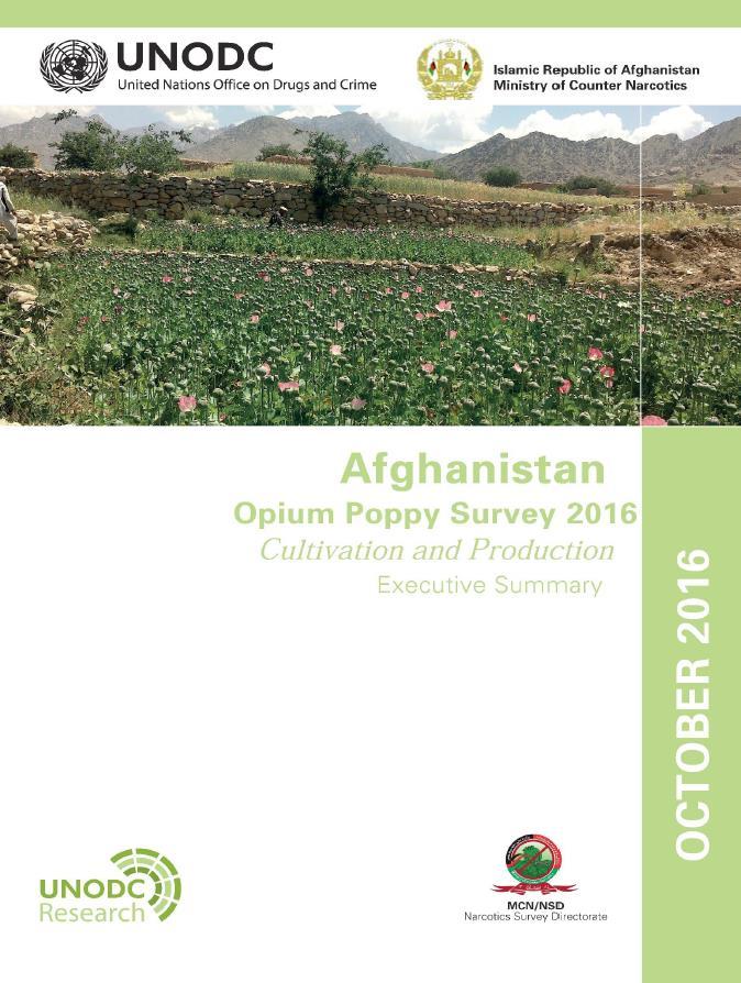 Supply Reduction Routes According to the Afghanistan Opium Poppy Survey Report 2016; Potential opium production, which was 3,300 tons in 2015,