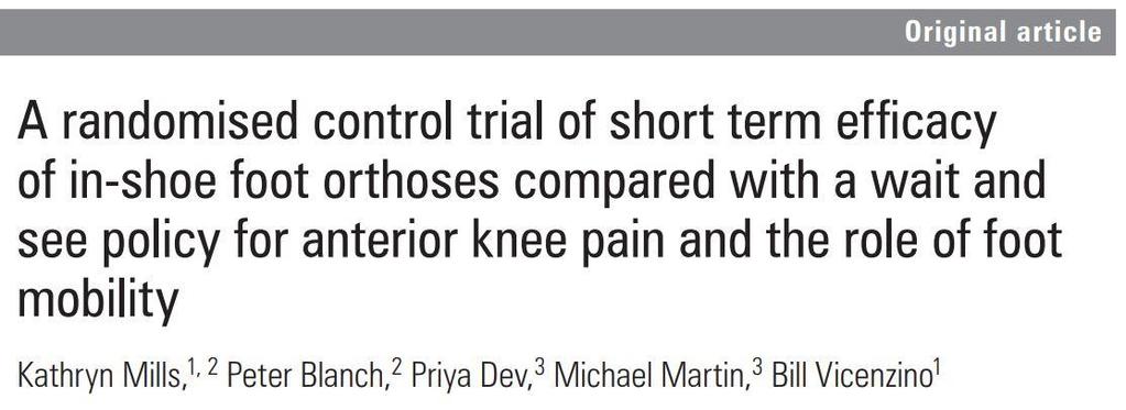 Foot orthoses reduce patellofemoral pain Non-athletic population