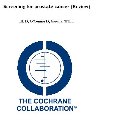 Only two RCTs included.. high risk of bias in both trials, therefore insufficient evidence to either support or refute the routine use of screening for reducing prostate cancer mortality.