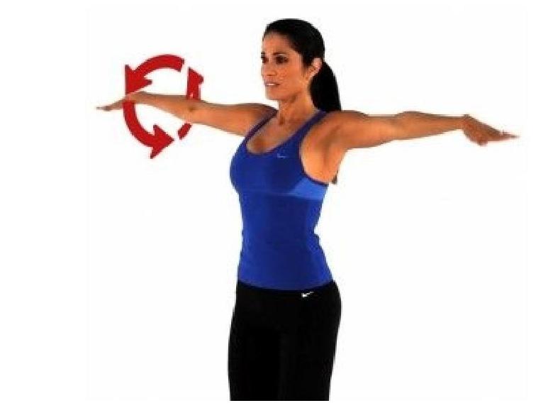 arm circles Stretch your arms out to your side Begin a circular motion - whilst keeping your