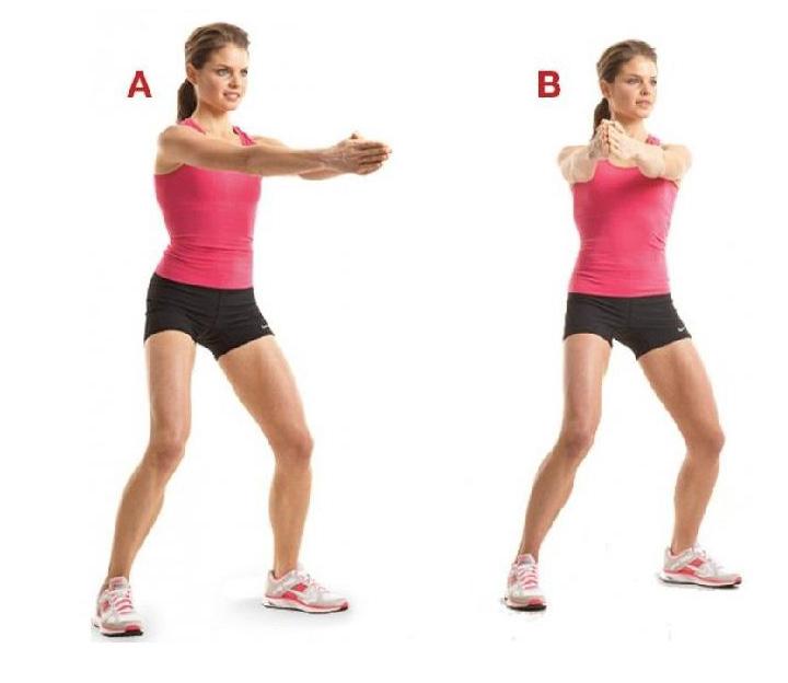 Cross your arms and swing back - controllably. Complete 20 in total.