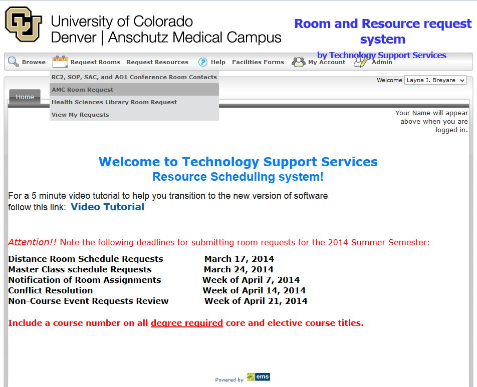 Step 1: Pull up Virtual EMS by navigating from any browser to schedule.ucdenver.edu/virtualems.