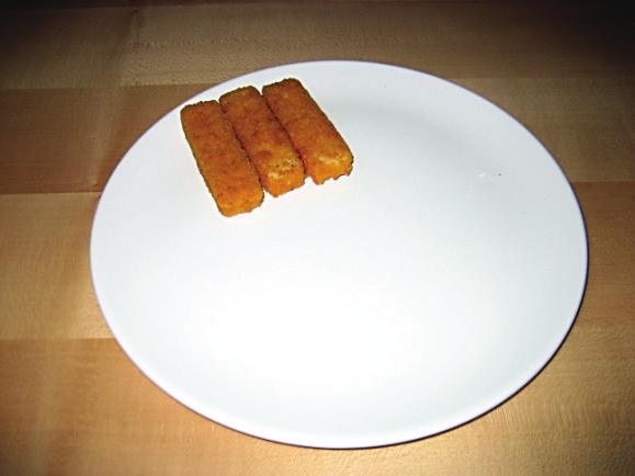 The following pictures show portions of fish dishes on a standard