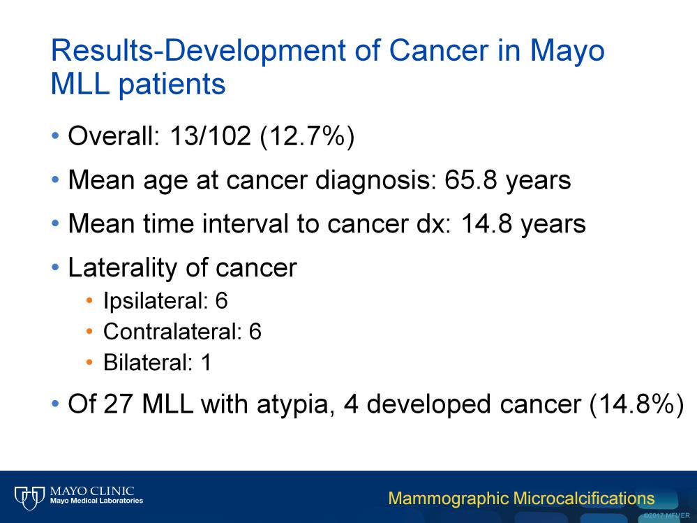 What about subsequent cancer development in patients with benign mucocele-like lesions? There were were no published papers on this until we published our experience in 2016.