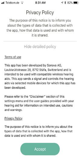 Privacy policy Accepting the app privacy policy To use the HANSATON stream remote App, you