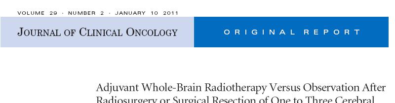 Key evidence: Surgery / SRS with or without WBRT EORTC