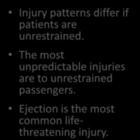 Injury patterns differ if patients are