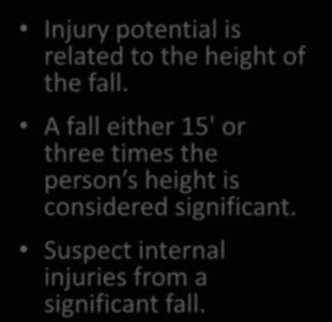 Injury potential is related to the height of