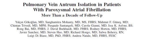 Most recent trial of AF ablation 127 patients with symptomatic paroxysmal AF, randomized to PVI vs AAD