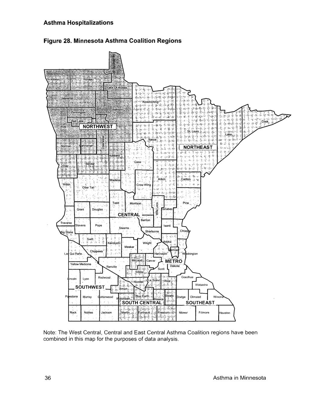 Asthma Hospitalizations Figure 28. Minnesota Asthma Coalition Regions ^MMMP Kittson 4 rzzi -:.