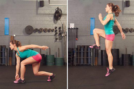 5 Single-Leg Lunge Jump Start with your feet directly underneath your hips.