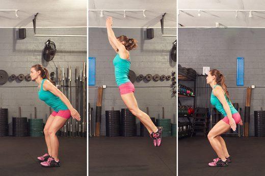 9 Broad Jumps Yes, just like the ones you did in high-school gym class. This move is key for building power.