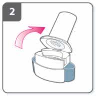 Open inhaler: Hold the base of the inhaler firmly and tilt