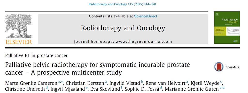 Evidence of radiotherapy as effective palliation in other pelvic soft tissue tumors Common conclusion: Palliative pelvic radiotherapy is effective in