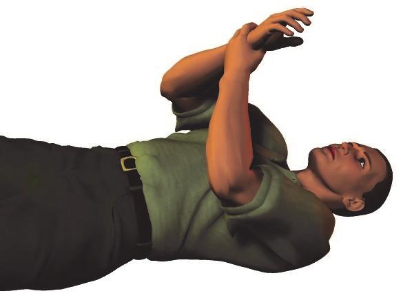 4) Hold the wrist of your affected arm behind your back. Now pull your arm up your back.