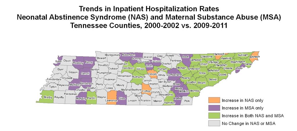 Maternal Substance Abuse - Inpatient Hospitalizations Discharge-Level Data Tennessee County-Level Data cont.