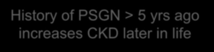 History of PSGN > 5 yrs ago increases CKD later in life Hazard ratios of a history of PSGN from impetigo for developing ACR >34