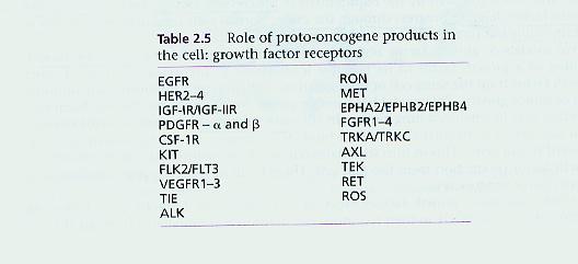 2.Growth factor receptors Link the information from extracellular environment (GF) to a number of