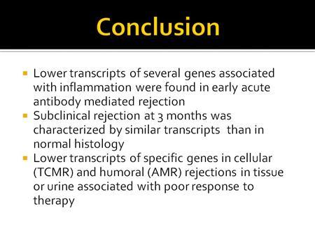 Subclinical rejection at 3 months was characterized by similar transcripts than in normal histology.