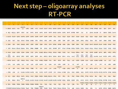 The next step in our research was the oligoarray, not the microarray but the oligoarray analysis.