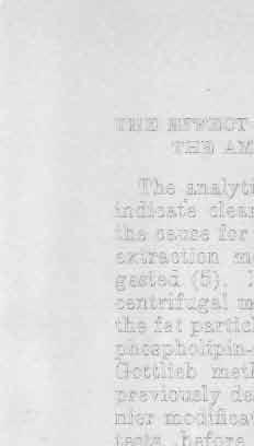 19 THE EFFECT OF FAT PARTICLE SIZE ON THE RoSE-GOTTLIEB, THE AMERICAN ASSOCIATION AND BABCOCK TESTS The analytical data presented in the three