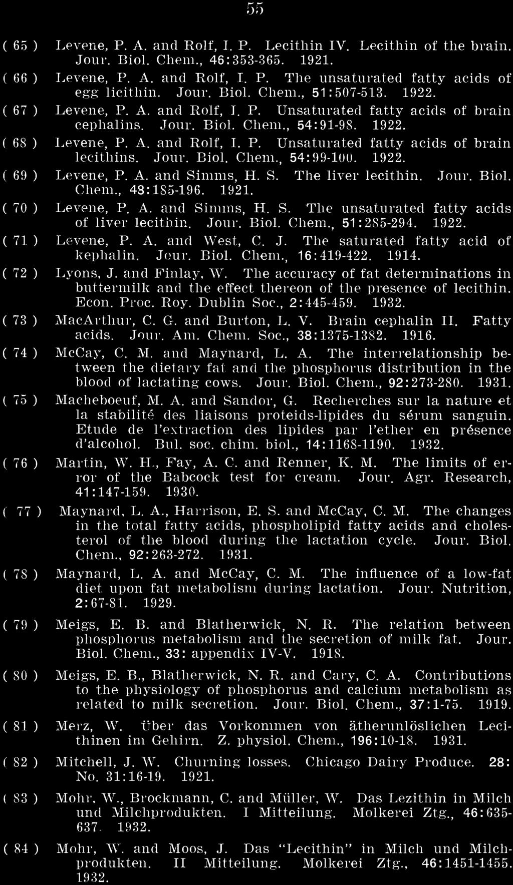 Chern., 33: appendix IV-V. 1918. ( 80) Meigs, E. B., Blatherwick, N. R. and Cary, C. A.