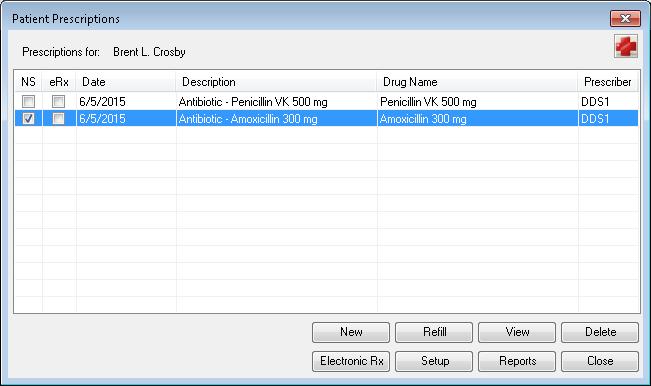 4 Dentrix G6.1 In the File menu, point to Switch To, and then click Prescriptions. In the module s toolbar, click the Prescriptions button. The Patient Prescriptions dialog box appears.