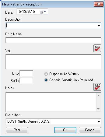 A change was made to the default prescription type. erx A check mark indicates that the prescription was imported electronically from the Allscripts database.