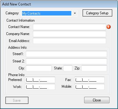 Dentrix G6 7 2. From the edex toolbar, click the New Contact button. The Add New Contact dialog box appears. 3. Do one of the following: Category Click the arrow and select a category from the list.