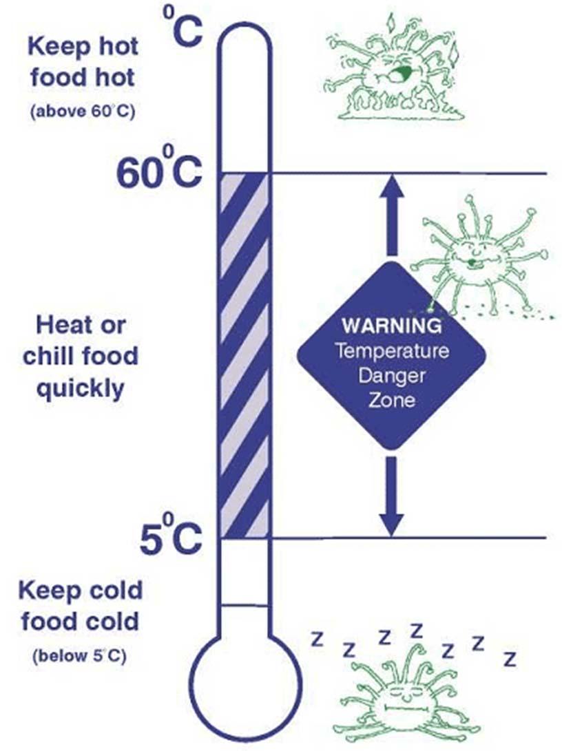 Keeping hot food hot and cold food cold Avoid