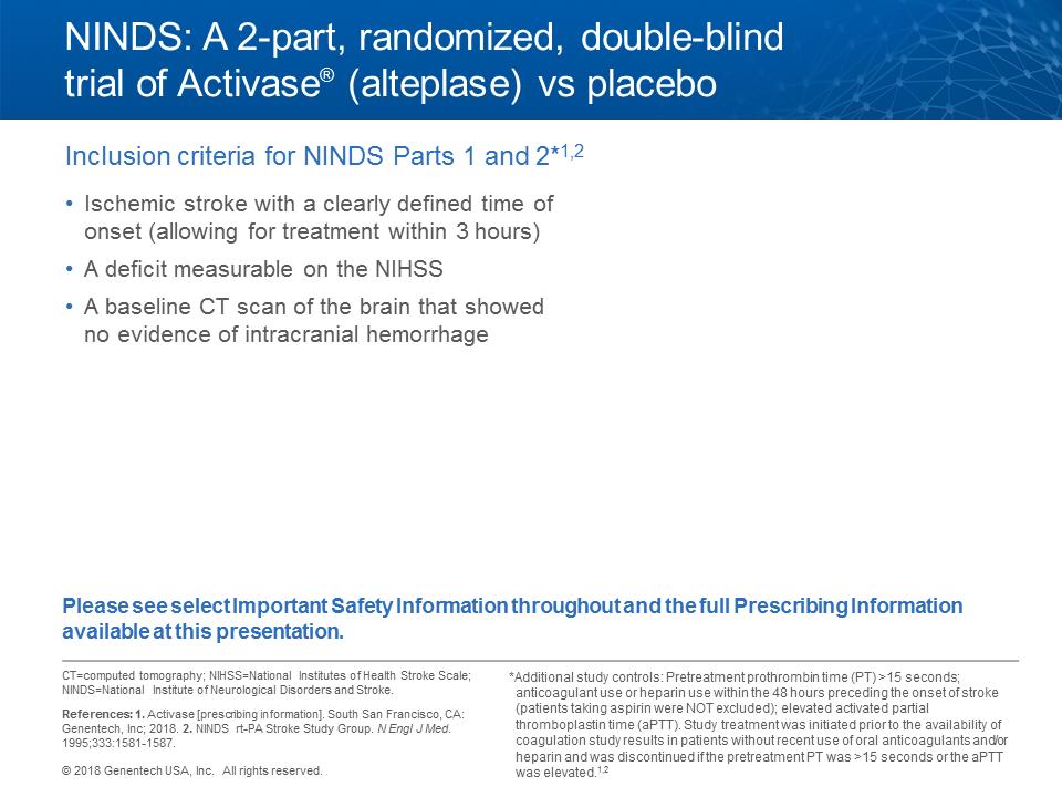 NINDS: A 2-part, randomized,