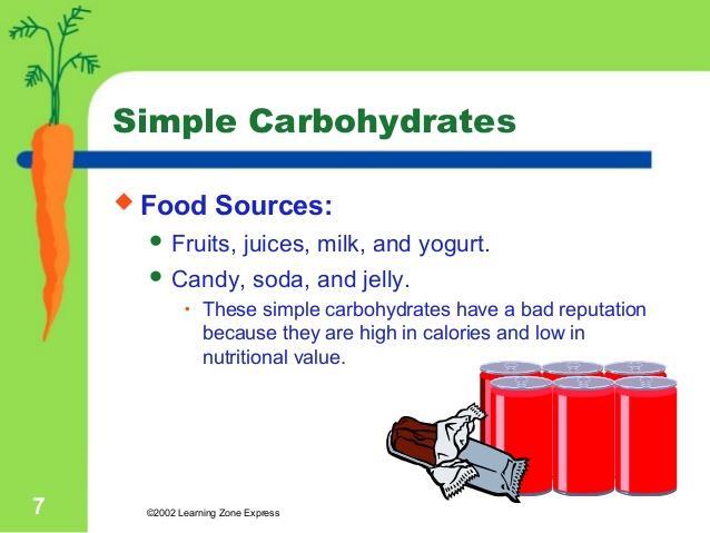 15 Simple Carbohydrates Too many simple carbohydrates