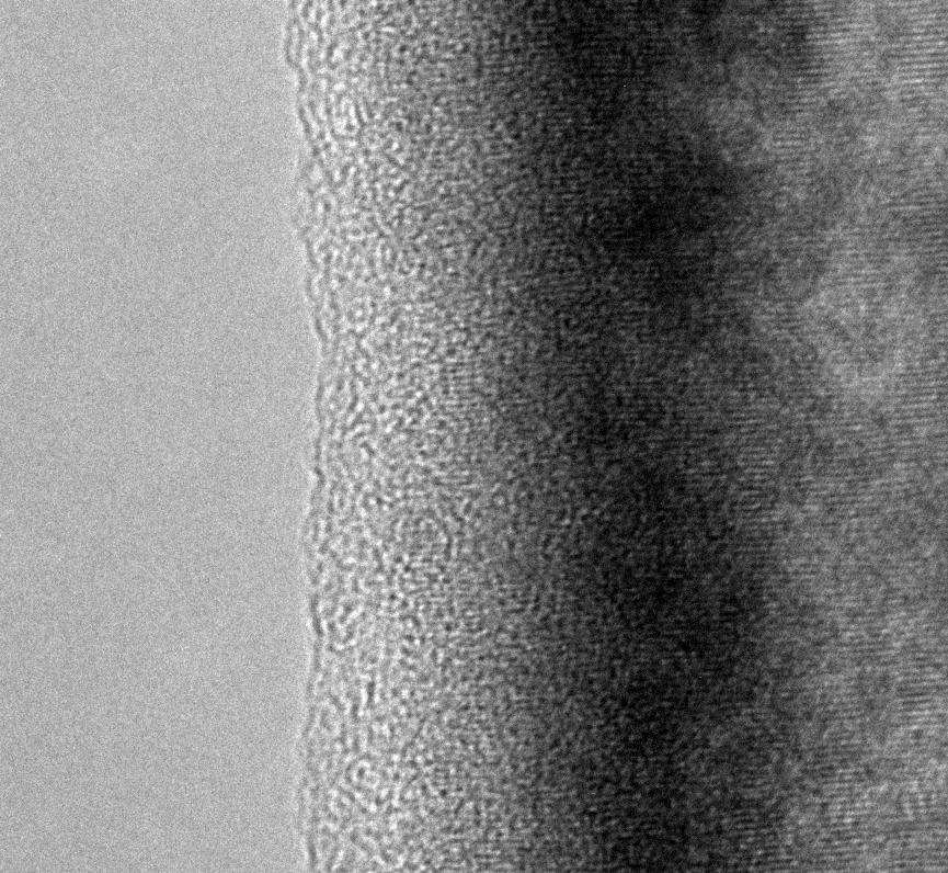 (,d) TEM images of a ZnO NW after 10 yles of TiCl 4 pulse