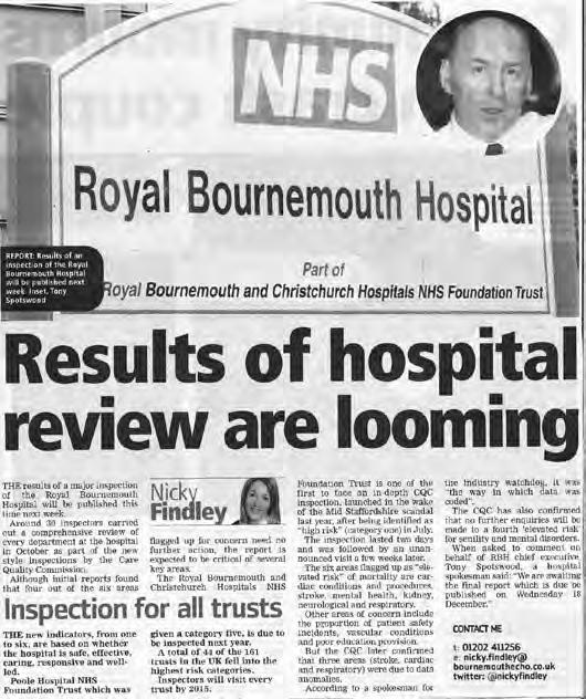 11 December 2013 Results of hospital review looming Results of major inspection of RBH will be published this time next week.