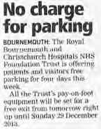 24 December 2013 No charge for parking RBCH is offering free parking for patients