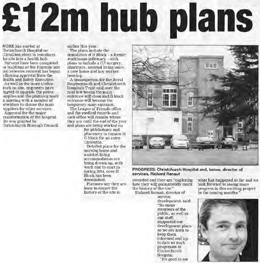5 December 2013 Christchurch Advertiser 12m hub plans Work has started at Christchurch Hospital on