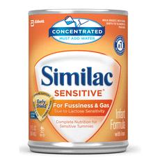 Similac Sensitive 20 Infant Formula with Iron A 20-Cal/fl oz, nutritionally complete, reduced-lactose infant feeding * that is an alternative to standard milk-based formulas for mild tolerance